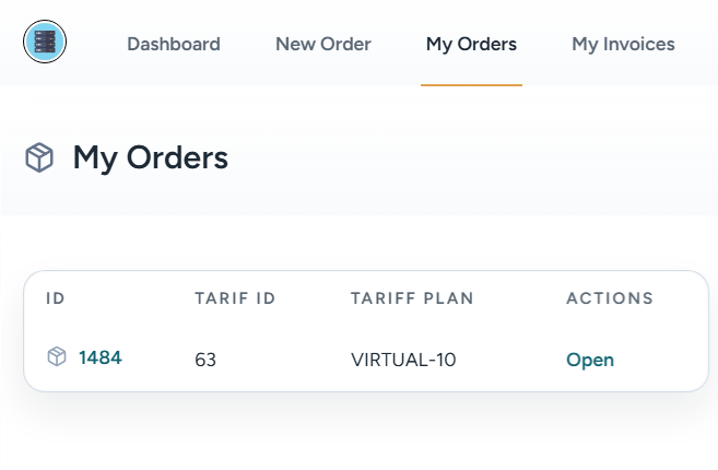 Placing a server order in the billing panel